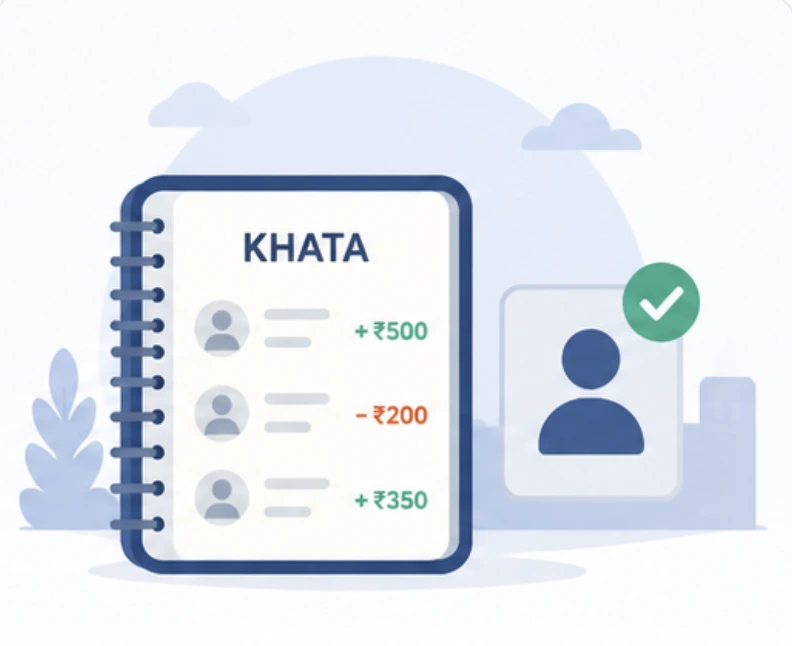 Manage digital khata balances for local shop customers